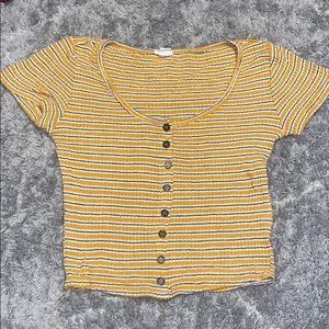 Cropped yellow button down tee